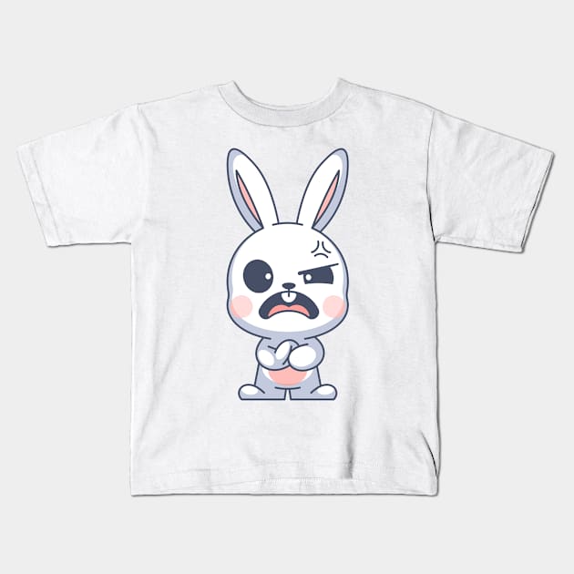 The cute bunny is angry Kids T-Shirt by Wawadzgnstuff